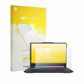 Face avant d’un emballage produit avec le logo de la marque upscreen. À côté, l’appareil MSI Cyborg 15 A13V est représenté ave