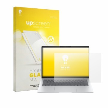 Vorderseite einer Produktverpackung mit dem Markenlogo upscreen. Daneben ist das Gerät HP EliteBook 6 G2q 14