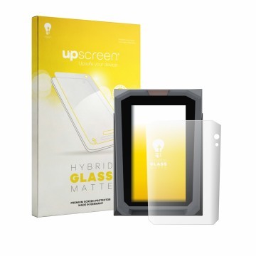 Vorderseite einer Produktverpackung mit dem Markenlogo upscreen. Daneben ist das Gerät ingenico Axium SX7000 mit dem zugehörig