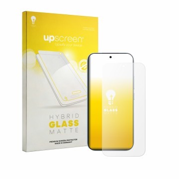 Vorderseite einer Produktverpackung mit dem Markenlogo upscreen. Daneben ist das Gerät Xiaomi 17T (case-friendly) mit dem zuge