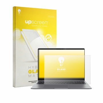 Vorderseite einer Produktverpackung mit dem Markenlogo upscreen. Daneben ist das Gerät ASUS ExpertBook P5 G2 P5605 mit dem zug