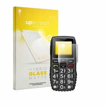 Face avant d’un emballage produit avec le logo de la marque upscreen. À côté, l’appareil artfone 4G est représenté avec la pro