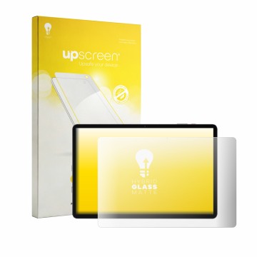 Parte frontal de un envase de producto con el logotipo de la marca upscreen. Al lado se muestra el dispositivo DOOGEE U14 con 