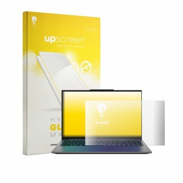 Vorderseite einer Produktverpackung mit dem Markenlogo upscreen. Daneben ist das Gerät Medion Avantum 15 S2 mit dem zugehörige