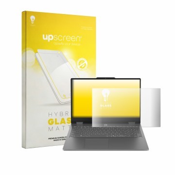 Parte frontale di una confezione del prodotto con il logo del marchio upscreen. Accanto è raffigurato il dispositivo Lenovo LO