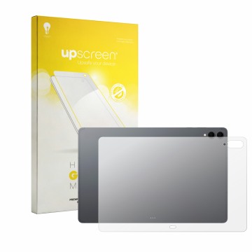 Parte frontale di una confezione del prodotto con il logo del marchio upscreen. Accanto è raffigurato il dispositivo Samsung G