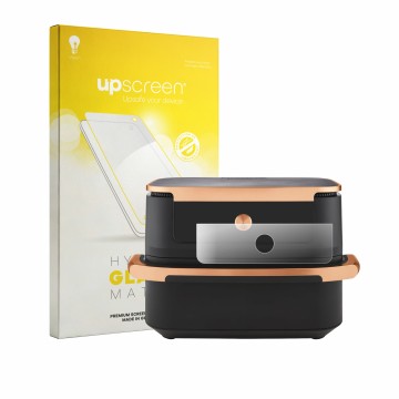Face avant d’un emballage produit avec le logo de la marque upscreen. À côté, l’appareil Ninja Foodi FlexDrawer AF500EUCP est 