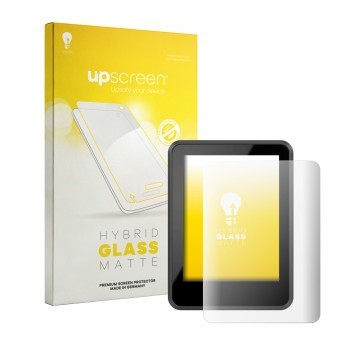 Parte frontal de un envase de producto con el logotipo de la marca upscreen. Al lado se muestra el dispositivo Bosch Intuvia 2