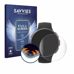 Parte frontal de un envase de producto con el logotipo de la marca Savvies. Al lado se muestra el dispositivo Polar Vantage V 