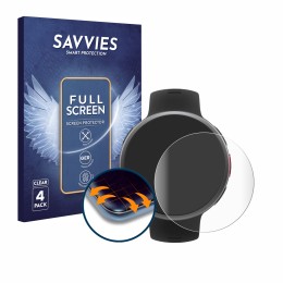 Parte frontal de un envase de producto con el logotipo de la marca Savvies. Al lado se muestra el dispositivo Polar Vantage V2