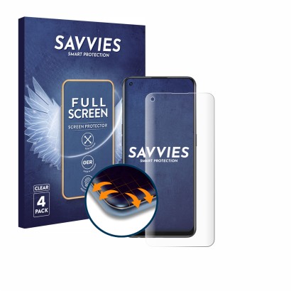 Parte frontale di una confezione del prodotto con il logo del marchio Savvies. Accanto è raffigurato il dispositivo Oppo A94 5