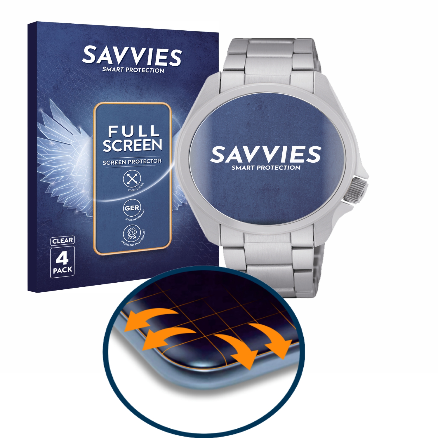 4x Savvies Full Screen f r Seiko 5 Sports SRPH49K1 4x Kreisrunde Displays Durchmesser 39.5 mm