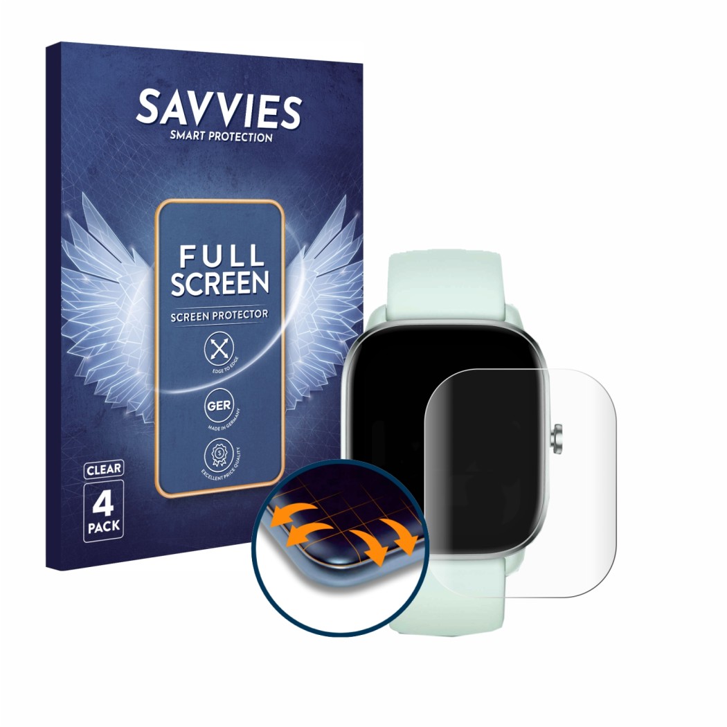 4x Savvies SF85 Full-Screen for Huami Amazfit GTS 4 Mini
