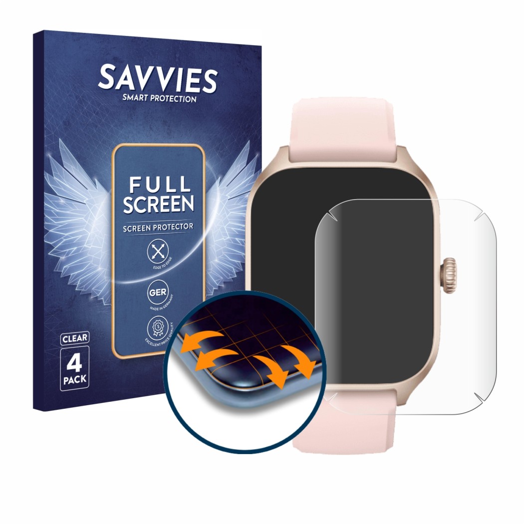 4x Savvies SF85 Full-Screen for Huami Amazfit GTS 4 Mini