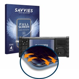 Vorderseite einer Produktverpackung mit dem Markenlogo Savvies. Daneben ist das Gerät Xiegu X6100 HF-Transceiver mit dem zugeh
