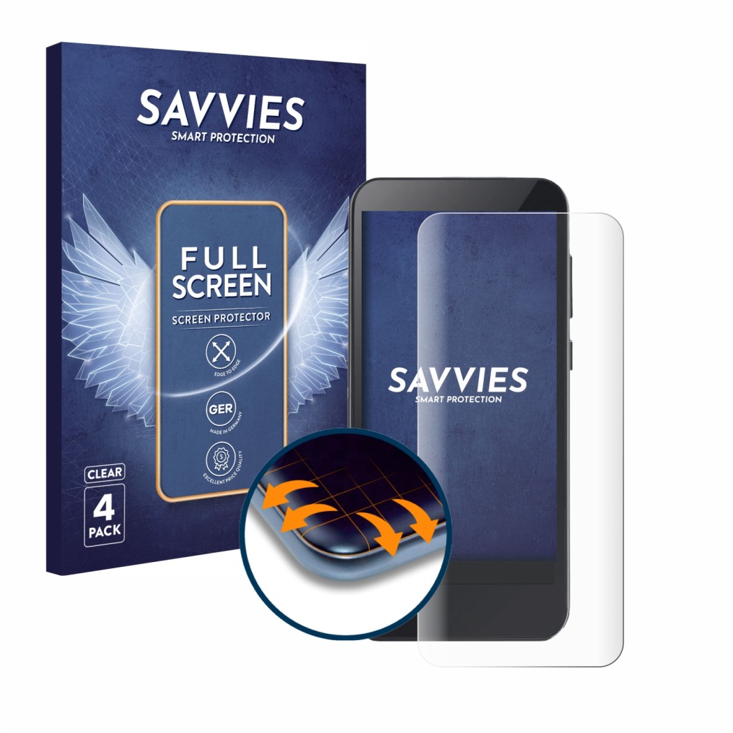 Vorderseite einer Produktverpackung mit dem Markenlogo Savvies. Daneben ist das Gerät Omnipod 5 mit dem zugehörigen Displaysch