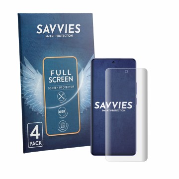 Parte frontale di una confezione del prodotto con il logo del marchio Savvies. Accanto è raffigurato il dispositivo realme P4 