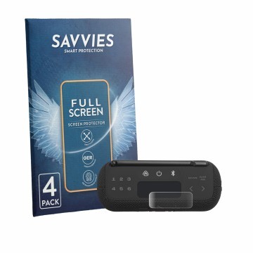 Face avant d’un emballage produit avec le logo de la marque Savvies. À côté, l’appareil JBL Tuner 3 est représenté avec la pro