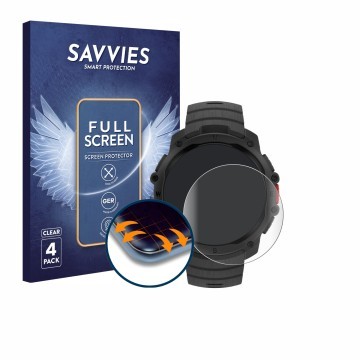 Parte frontal de un envase de producto con el logotipo de la marca Savvies. Al lado se muestra el dispositivo Polar Street X c