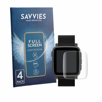 Parte frontal de un envase de producto con el logotipo de la marca Savvies. Al lado se muestra el dispositivo Pebble Time 2 20
