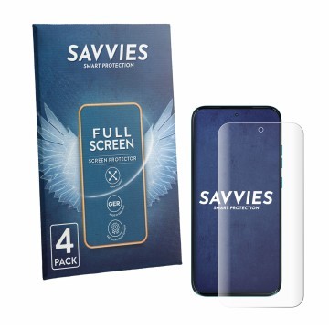 Vorderseite einer Produktverpackung mit dem Markenlogo Savvies. Daneben ist das Gerät Motorola Moto G87 mit dem zugehörigen Di
