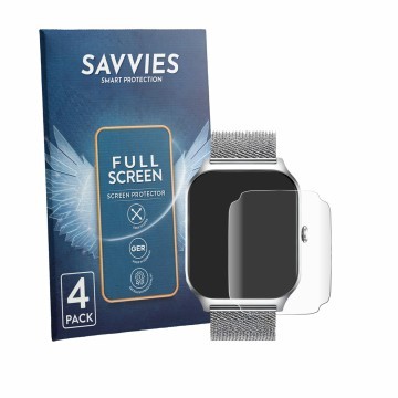 Parte frontal de un envase de producto con el logotipo de la marca Savvies. Al lado se muestra el dispositivo Popglory P125 1.