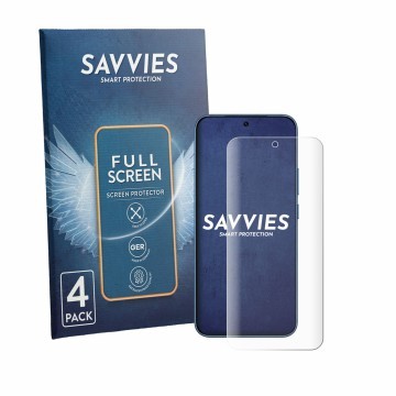 Face avant d’un emballage produit avec le logo de la marque Savvies. À côté, l’appareil Vivo Y600 Turbo est représenté avec la