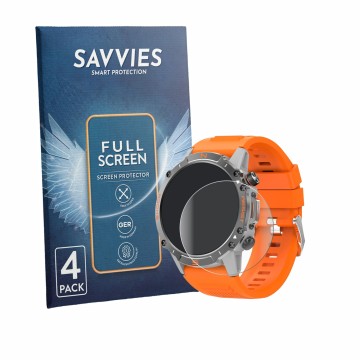 Face avant d’un emballage produit avec le logo de la marque Savvies. À côté, l’appareil WalkerFit M6 Ultra 1.43
