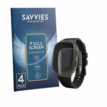 Face avant d’un emballage produit avec le logo de la marque Savvies. À côté, l’appareil Zonaro Kids Smartwatch est représenté 