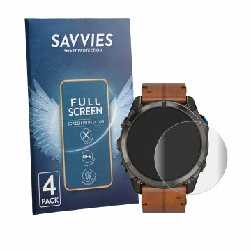 Parte frontale di una confezione del prodotto con il logo del marchio Savvies. Accanto è raffigurato il dispositivo Garmin D2 