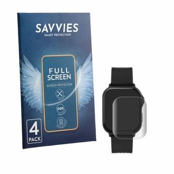 Vorderseite einer Produktverpackung mit dem Markenlogo Savvies. Daneben ist das Gerät Reflex Active Venture 400 S XL AMOLED mi