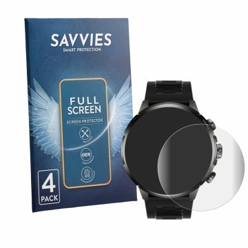 Vorderseite einer Produktverpackung mit dem Markenlogo Savvies. Daneben ist das Gerät Black Shark Watch X Pro mit dem zugehöri