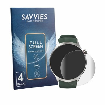 Vorderseite einer Produktverpackung mit dem Markenlogo Savvies. Daneben ist das Gerät Motorola Moto Watch Ultra mit dem zugehö