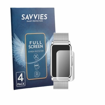Vorderseite einer Produktverpackung mit dem Markenlogo Savvies. Daneben ist das Gerät Kesasohe Smartwatch 1.47