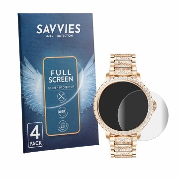 Vorderseite einer Produktverpackung mit dem Markenlogo Savvies. Daneben ist das Gerät fitonyo Smartwatch 1.32