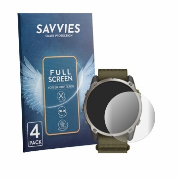 Parte frontale di una confezione del prodotto con il logo del marchio Savvies. Accanto è raffigurato il dispositivo Garmin End