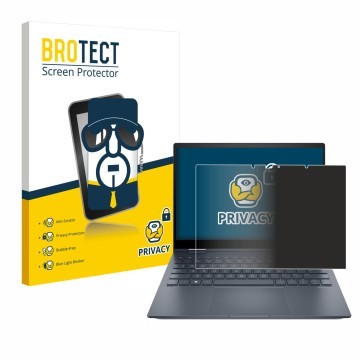 Face avant d’un emballage produit avec le logo de la marque BROTECT. À côté, l’appareil HP Envy x360 13-bfxxx est représenté a