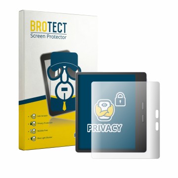 Parte frontal de un envase de producto con el logotipo de la marca BROTECT. Al lado se muestra el dispositivo Boox Leaf 5 con 