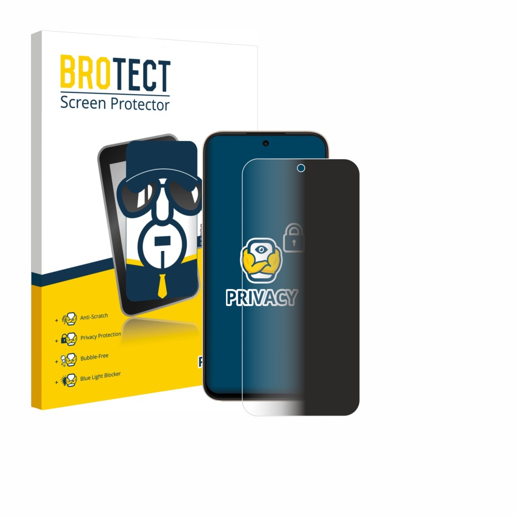 Face avant d’un emballage produit avec le logo de la marque BROTECT. À côté, l’appareil Oppo A6t Pro est représenté avec la pr