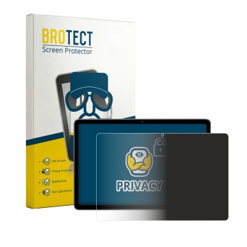 Parte frontal de un envase de producto con el logotipo de la marca BROTECT. Al lado se muestra el dispositivo Aobante K80 10.1