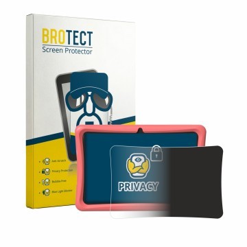 Parte frontal de un envase de producto con el logotipo de la marca BROTECT. Al lado se muestra el dispositivo Tabwee K10 con s
