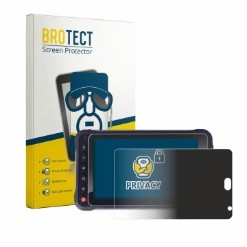 Parte frontal de un envase de producto con el logotipo de la marca BROTECT. Al lado se muestra el dispositivo Hugerock X72 con
