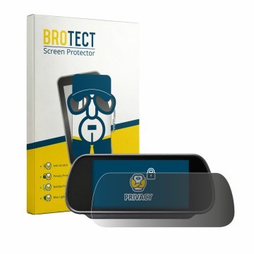 Face avant d’un emballage produit avec le logo de la marque BROTECT. À côté, l’appareil Falcon Mirror Monitor FN-MWCS-M7-R est