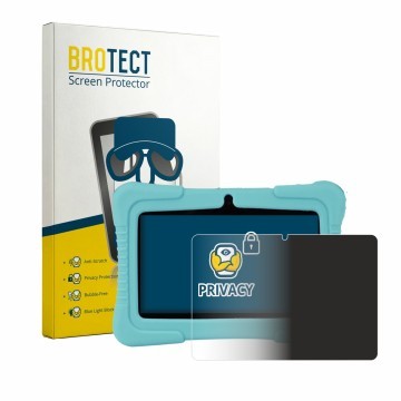 Vorderseite einer Produktverpackung mit dem Markenlogo BROTECT. Daneben ist das Gerät SaveFamily Kids Tablet 7