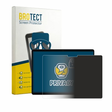 Front side of a product packaging with the brand logo BROTECT. Next to it is the device Microsoft Surface Pro 13 2026 shown wi