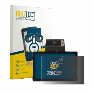 Parte frontale di una confezione del prodotto con il logo del marchio BROTECT. Accanto è raffigurato il dispositivo Sunmi P3 M