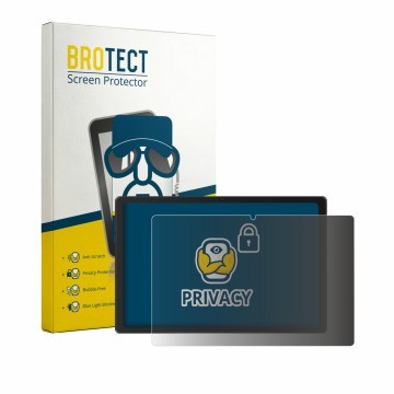Parte frontal de un envase de producto con el logotipo de la marca BROTECT. Al lado se muestra el dispositivo Laptok KB11 10.1