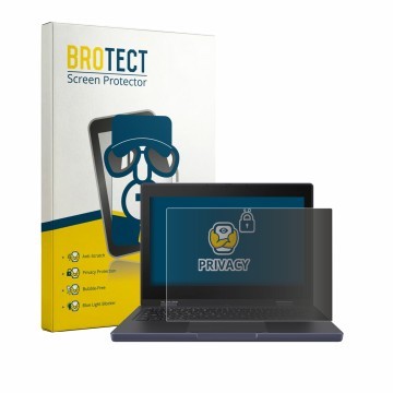 Parte frontal de un envase de producto con el logotipo de la marca BROTECT. Al lado se muestra el dispositivo ASUS Chromebook 