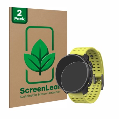 Vorderseite einer Produktverpackung mit dem Markenlogo ScreenLeaf. Daneben ist das Gerät Suunto Vertical mit dem zugehörigen D