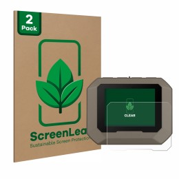 Vorderseite einer Produktverpackung mit dem Markenlogo ScreenLeaf. Daneben ist das Gerät Garmin Xero C1 Pro mit dem zugehörige
